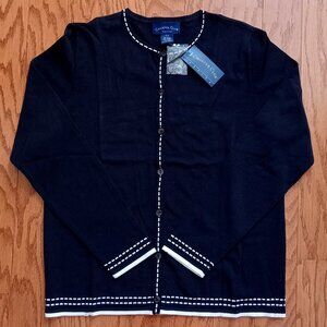 Brand new Charter Club black cardigan with white trim detail size small petite
